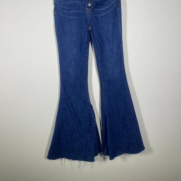 Free People We the Free Button Fly Raw Hem Flare Denim Jeans 26 - Picture 2 of 6